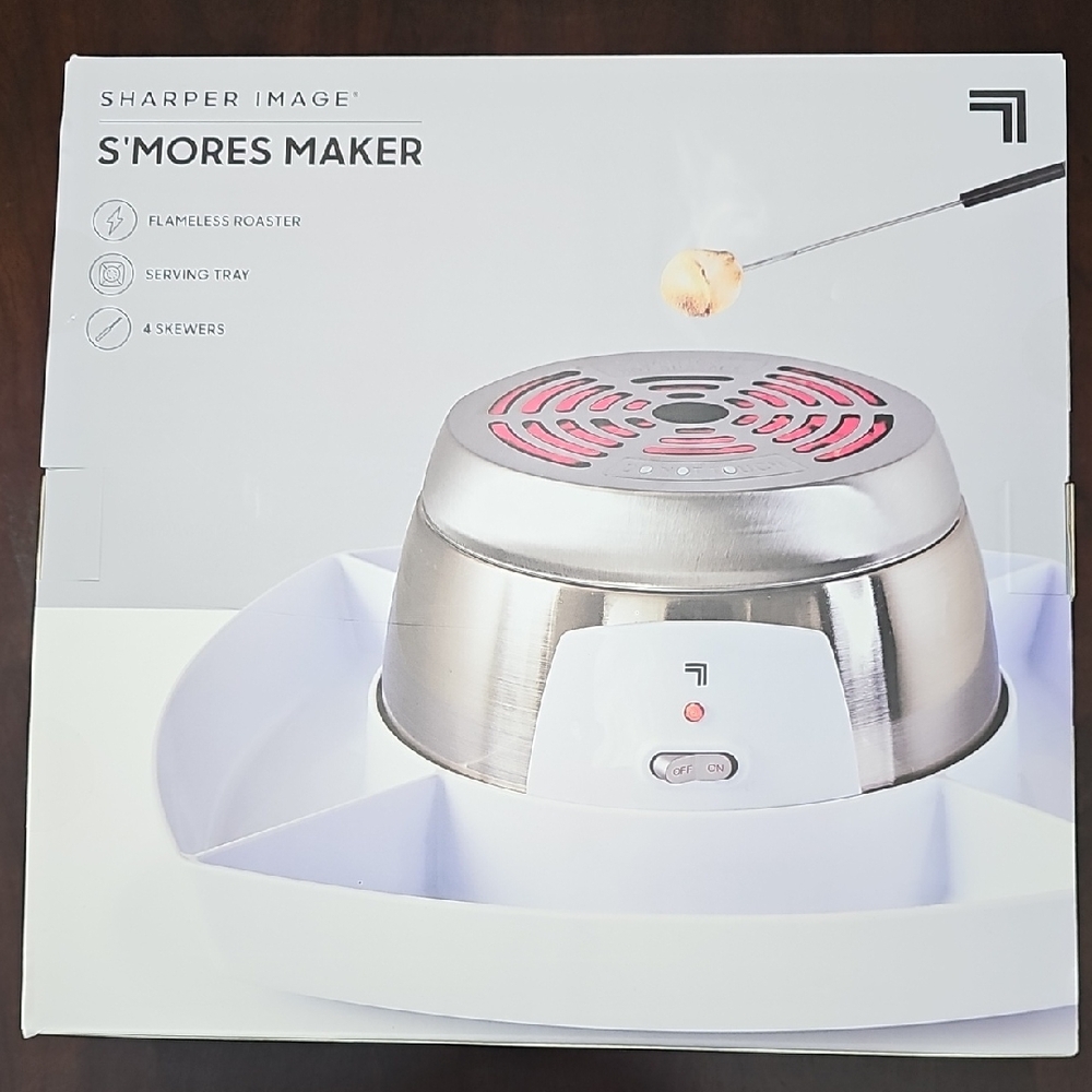 Sharper Image Electric S'mores Maker Flameless Roaster Serving Tray Skewers EUC